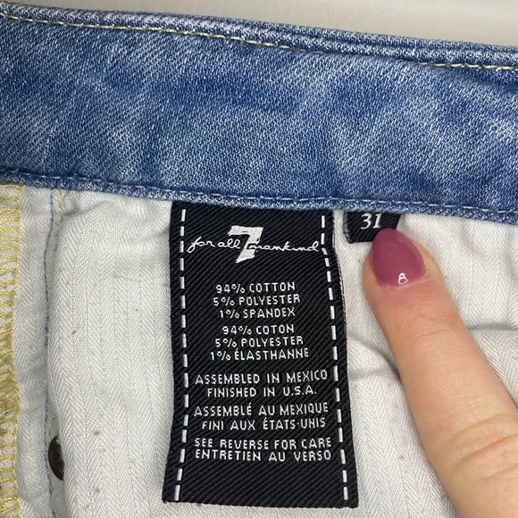 7 For All Mankind Step Hem Distressed Ankle Skinny in Melbourne Sky - Picture 5 of 11